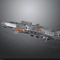 Futuristic Spacecraft Design with Gray Hull and Orange Accents for Deep Space Exploration