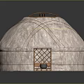 Traditional Yurt Interior With Colorful Patterned Rugs Wooden Lattice And Central Stove