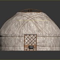 Mongolian yurt house outdoor items realistic 3d model