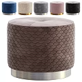 Velvet Ottoman With Hexagonal Textured Surface And Multiple Color Options For Modern Living Room