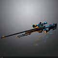 Orange and Blue Sniper Rifle with Scope Long Barrel and Modern Tactical Design