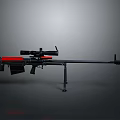Tactical Sniper Rifle With Black Body Scope Bipod Red Part And Long Barrel