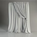 Brown Thick Curtains With Light Sheer Panels And White Tieback Decoration 3d model