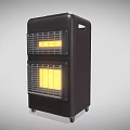 Portable Black Electric Radiator With Wheels And Handle Two Layer Heating Grid For Home Use
