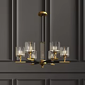 Modern Crystal Chandelier With Gold Frame And Transparent Glass Elements For Interior Decor