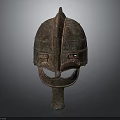 Ancient Metal Weapon Helmet Design With Intricate Patterns And Spiked Top