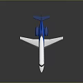 Blue And White Airplane Model With Two Blue Engines White Wings And Gray Background
