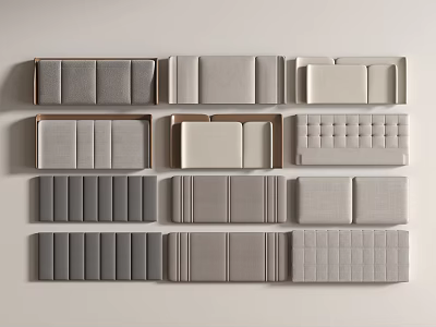 Various Headboards With Different Designs Neutral Colors And Textured Styles Arranged On Light Background 3d model
