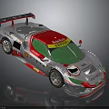 High Performance White Red Green Race Car With Rear Wing And Sponsor Logos