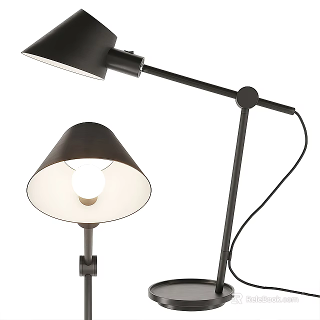 Modern Black Table Lamps With Adjustable Arms And Shade Design 3d model 