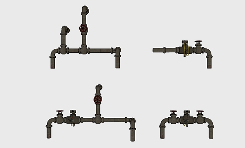 Industrial LOFT pipe water supply pipe valve 3d model