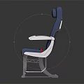 Modern Blue and White Upholstered Chair with Red Safety Belt and Metal Frame