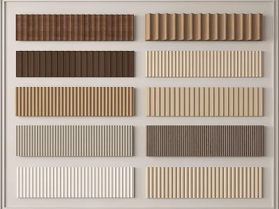 Decorative Wall Paneling with Various Striped Styles and Different Color Options for Home 3d model