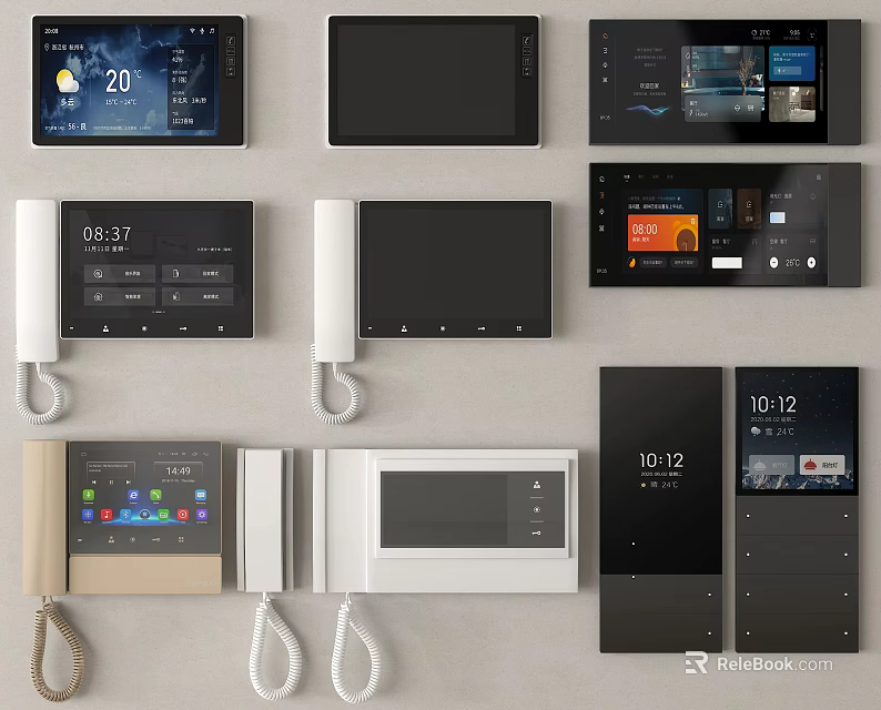 Modern Smart Home Control Panels With Digital Displays And Touchscreen Interfaces 3d model 
