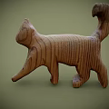 Decorative Wooden Cat Figurine Ornament With Natural Wood Grain And Handcrafted Design