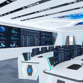Dispatch Room Large Screen Monitoring Room Technology Hall Curved Surface Large Screen Dispatch Room Table and Chair Technology 3d model