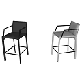 Modern Design Bar Stools With Armrests Black And Gray Metal Frame 3d model