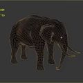 Black Elephant With Orange Circle Mark On Body Against Gray Background 3d model