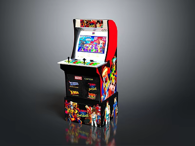 Classic Arcade Machine Featuring Colorful Screen Vibrant Graphics Control Panel And Joystick Buttons 3d model
