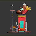 Vibrant Food Truck With Ice Cream Cone Fries Table Street Sign And Menu Board