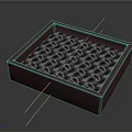 Red Square Box With Silver Ring Pattern And Metal Needles Arranged