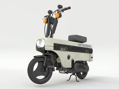 Vintage Suzuki Mini Scooter With White Body Black Seat Headlight And Orange Indicators 3d model