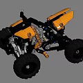Electric Toy Building Block ATV With Yellow And Black Large Wheels Mechanical Structure
