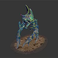 Colorful 3D Fantasy Creature Model With Intricate Design Multiple Limbs And Rocky Base