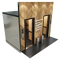 Modern Elevator Lobby With Wooden Geometric Pattern Walls Bright Lighting And Floor Indicators