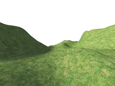 Serene Park Landscape With Lush Green Grass And Rolling Hills View 3d model