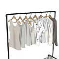 Light Colored Clothes Hanging on Metal Rack with Tank Tops Dresses and T-shirts