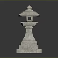 Traditional Stone Lantern Architectural Structure With Layered Stone Base And Decorative Top 3d model