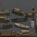 Traditional Wooden Boats With Various Sailing Designs Vintage Styles And Classic Structures On Water