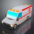 Ambulance Vehicle With Red Cross Symbol White Body And Roof Emergency Lights