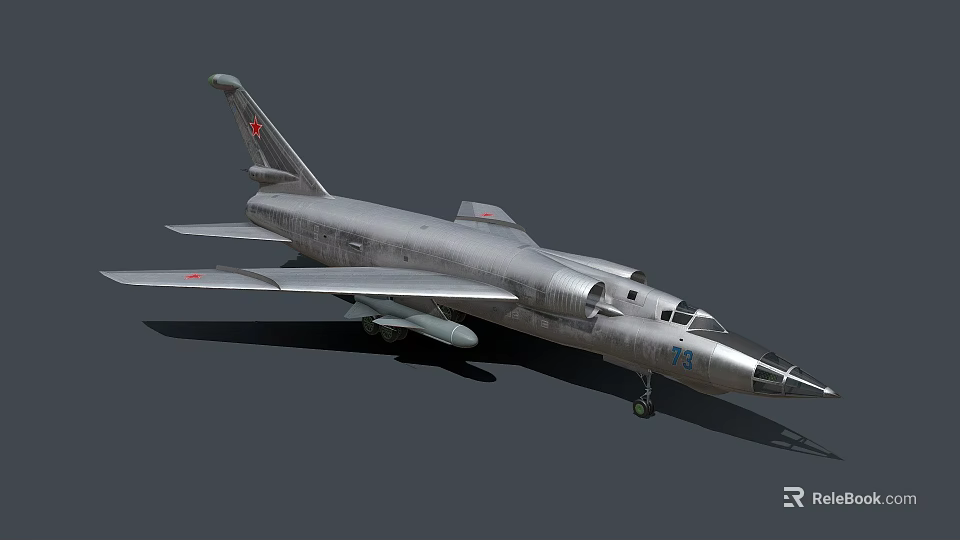 Vintage Soviet Military Jet With Silver Fuselage And Red Star Markings 3d model 