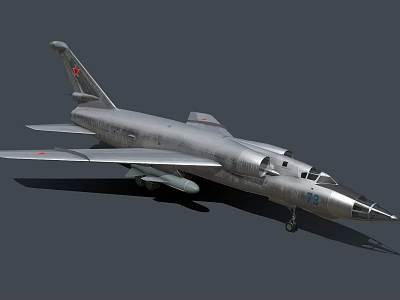 Vintage Soviet Military Jet With Silver Fuselage And Red Star Markings 3d model