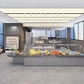 Modern Dessert Shop Interior With Bright Lighting Large Windows Glass Display Cases And Fresh Desserts