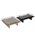Modern Coffee Table Design Featuring Wooden And Black Frames With Layered Glass Top