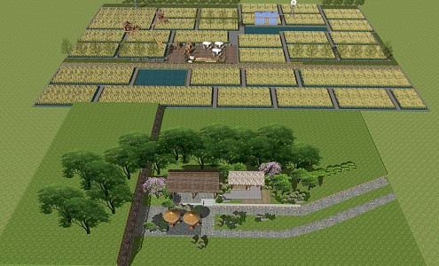 Modern Paddy Field Beautiful Countryside Folk Culture Square Community Garden New Countryside Homestay Fitness Activity Park Landscape 3d model