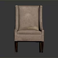 Elegant Modern Upholstered Chair With Light Pink Fabric Curved Backrest And Wooden Legs