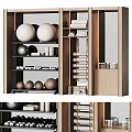 Modern Minimalist Wooden Storage Shelving Unit With Decorative Balls Books And Boxes