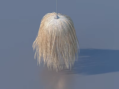 Natural Fiber Beige Decorative Pendant Lamp Shade with Long Tassel Details 3d model