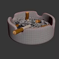 Metallic Decorative Ashtray Ornament Set With Cigarette Butts And Ash