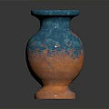Decorative Blue And Orange Gradient Vase With Wavy Pattern For Home Decor