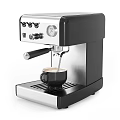 Sleek Black And Silver Kitchen Coffee Machine With Control Panel Brewing Coffee Into Black Cup 3d model