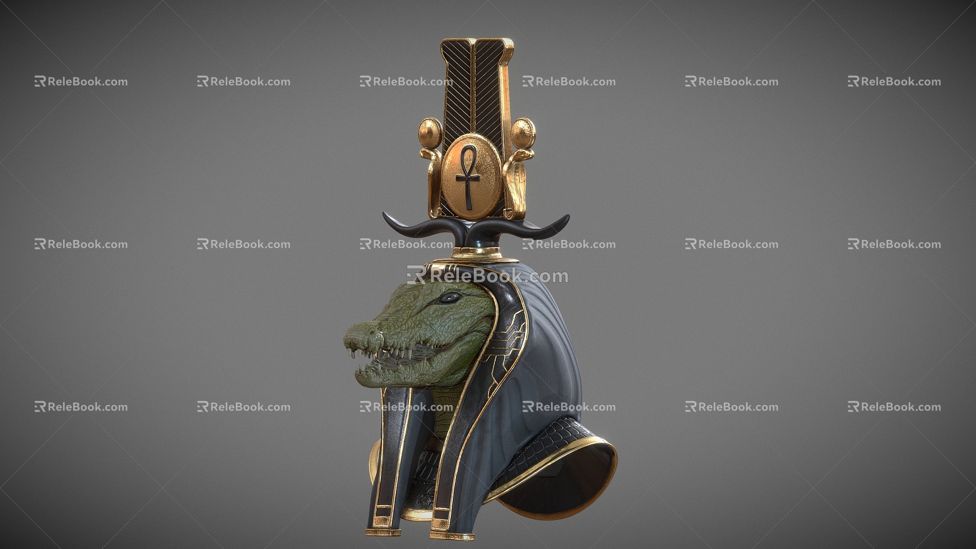 Nile Crocodile Head God Egyptian Pharaoh Nile Mage Crocodile Animal Head 3d model