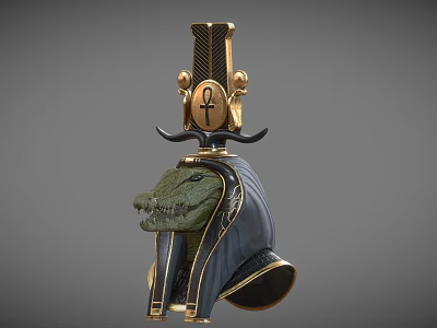 Nile Crocodile Head God Egyptian Pharaoh Nile Mage Crocodile Animal Head 3d model