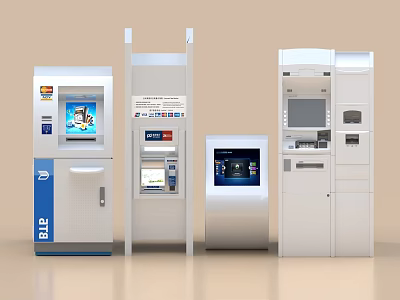 Smart Machines For Self Service Banking With Modern ATM Kiosks And Interfaces 3d model