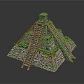 Mayan Pyramid Ancient Stone Structure With Stepped Sides Temple On Top And Greenery