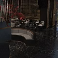 Luxurious Clubhouse Lobby Interior With Marble Floor Modern Grille Decoration Scenic Screen And Comfortable Seats